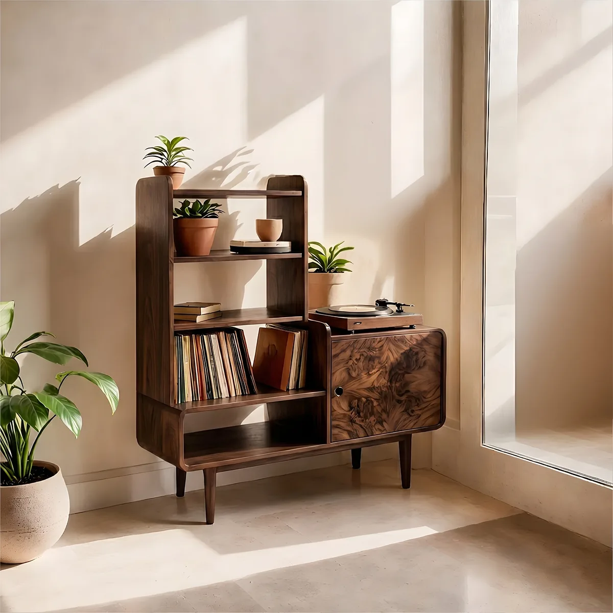Solid Wood Record Player Cabinet Ideas For Warm And Organized Vinyl Storage