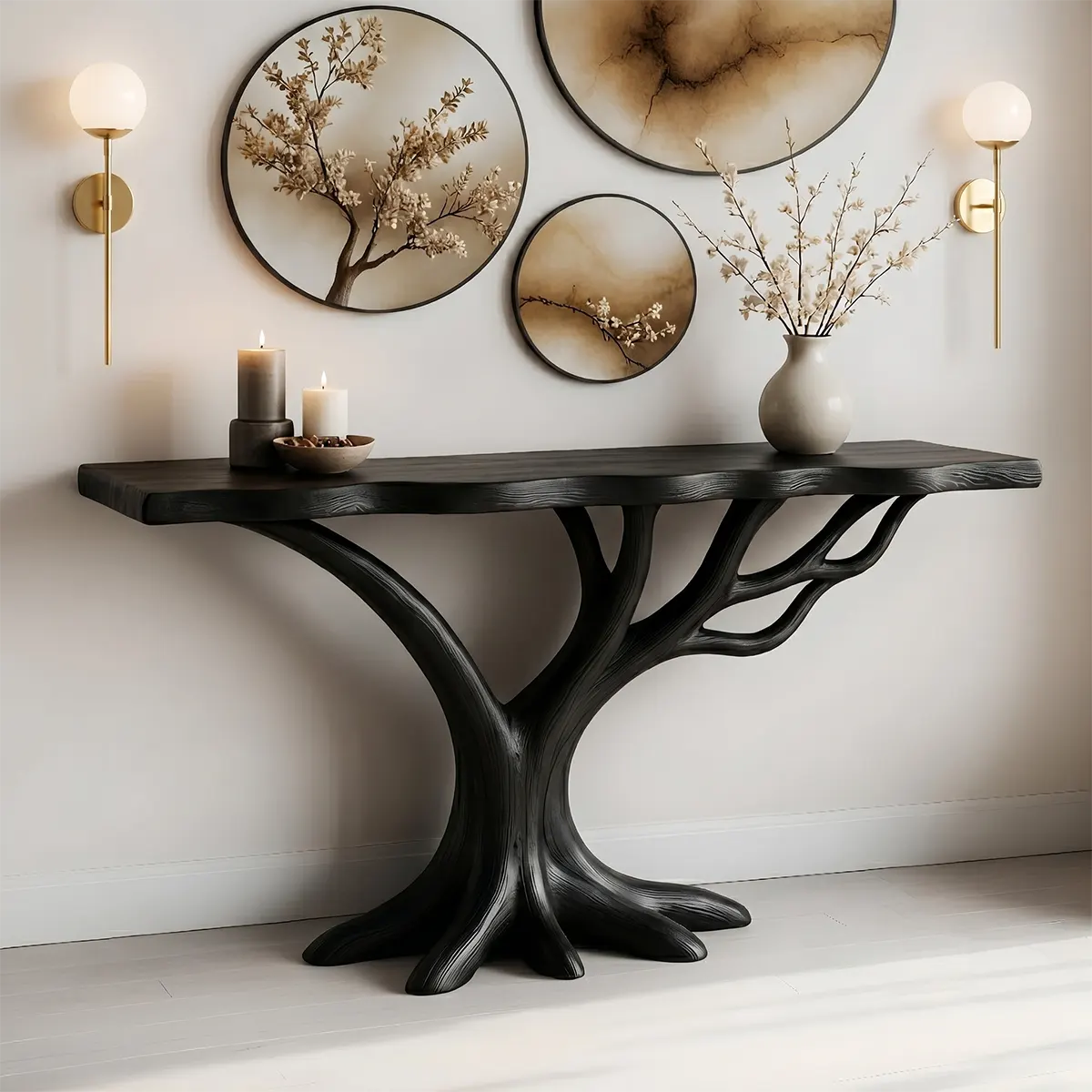 Organic Tree Root Console Table – Handcrafted Sculptural Entryway Table