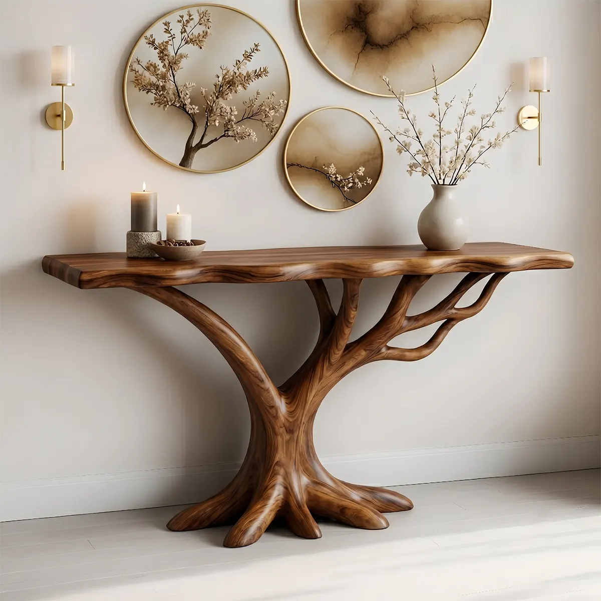 Organic Tree Root Console Table – Handcrafted Sculptural Entryway Table