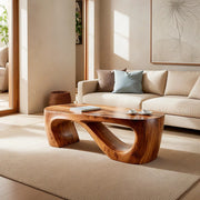 Organic Sculptural Solid Wood Coffee Table – Handcrafted Modern Center Table