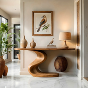 Sculptural Wood Console Table | Modern Entryway Hallway Table