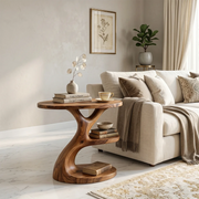 Sculptural Solid Wood End Table with Shelves | Organic Design TH003-3115