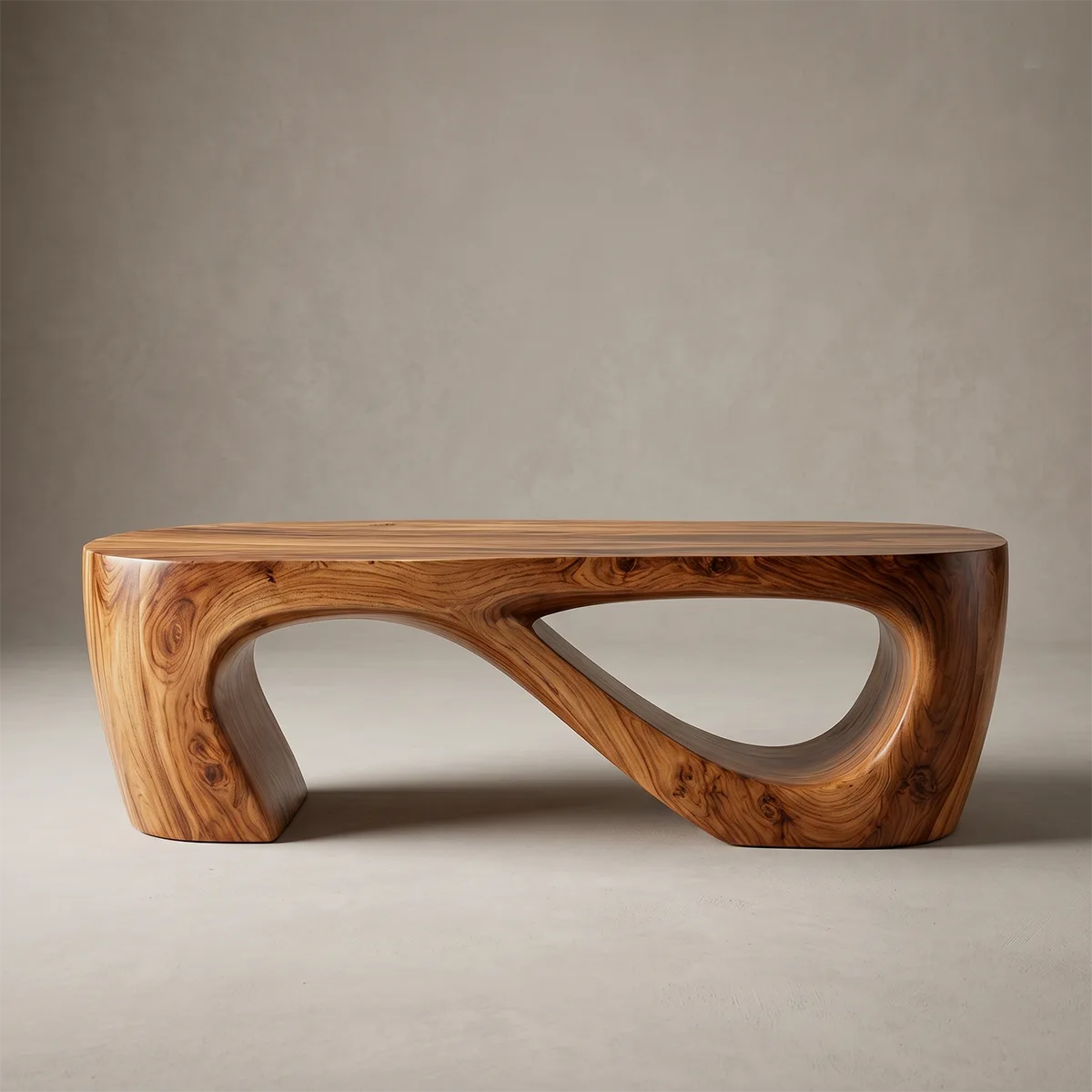 Organic Sculptural Solid Wood Coffee Table – Handcrafted Modern Center Table