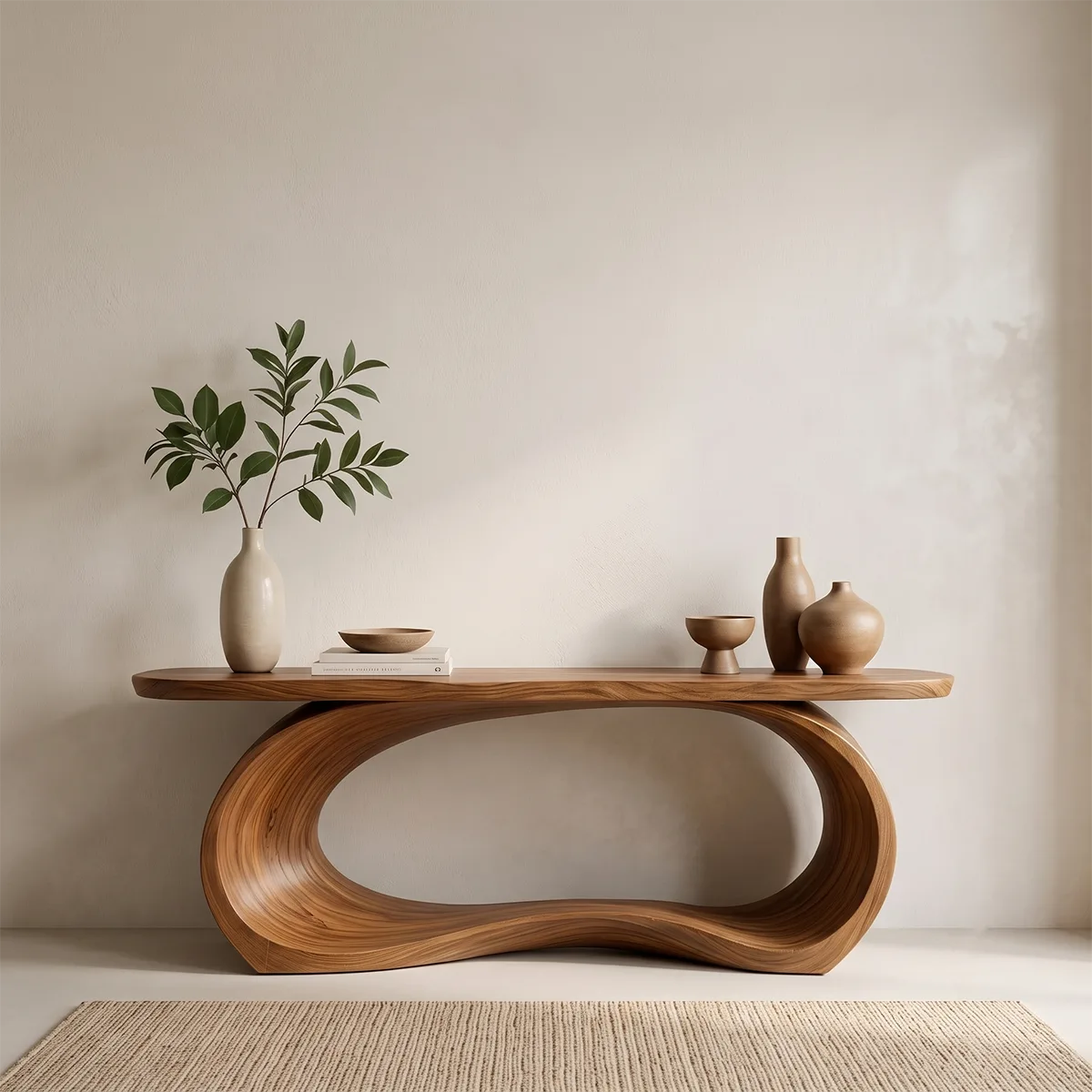 Modern Waterfall Console Table – Sculptural Contemporary Entryway Table TT006-4002
