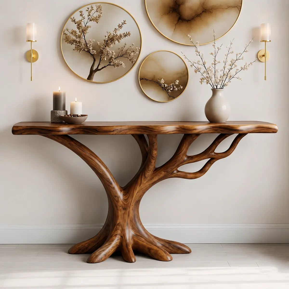 Organic Tree Root Console Table – Handcrafted Sculptural Entryway Table