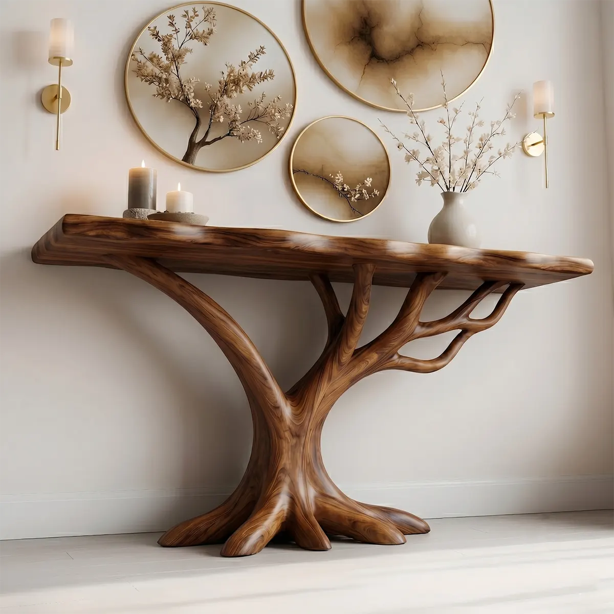 Organic Tree Root Console Table – Handcrafted Sculptural Entryway Table