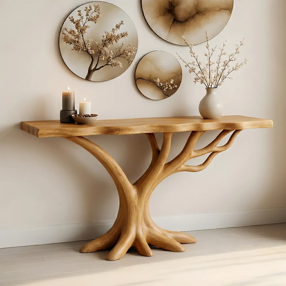 Organic Tree Root Console Table – Handcrafted Sculptural Entryway Table