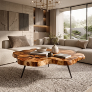 Organic Live Edge Solid Wood Coffee Table | Freeform Natural Wood Coffee Table TT006-5169