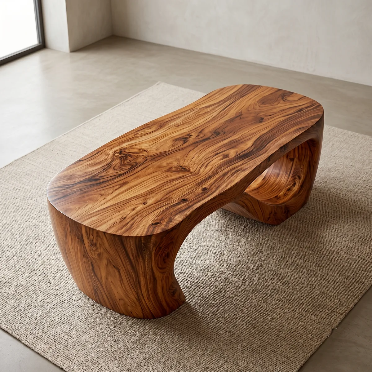 Organic Sculptural Solid Wood Coffee Table – Handcrafted Modern Center Table