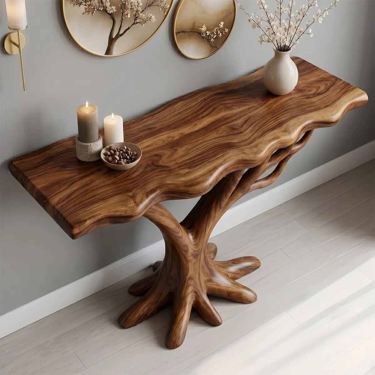 Organic Tree Root Console Table – Handcrafted Sculptural Entryway Table