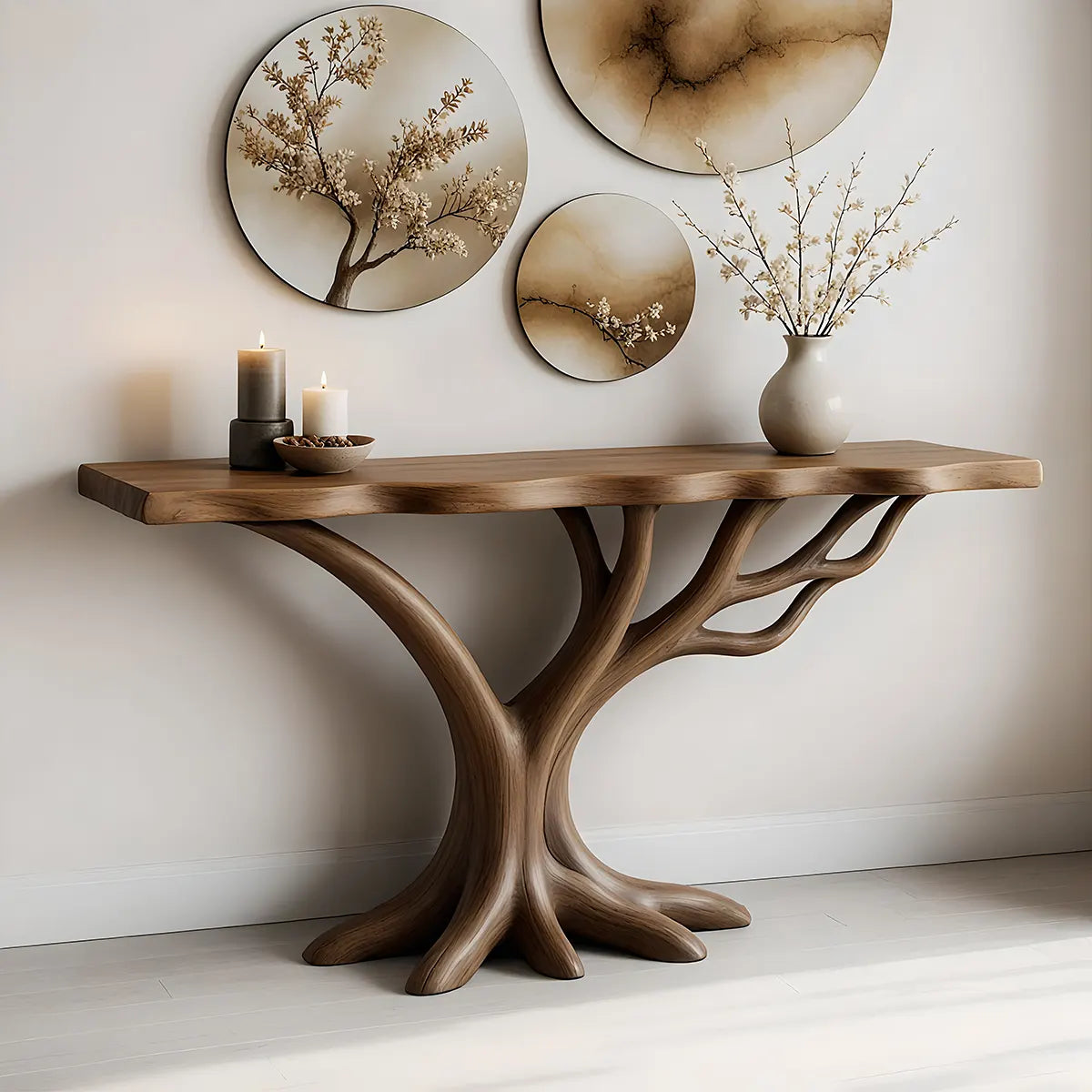 Organic Tree Root Console Table – Handcrafted Sculptural Entryway Table