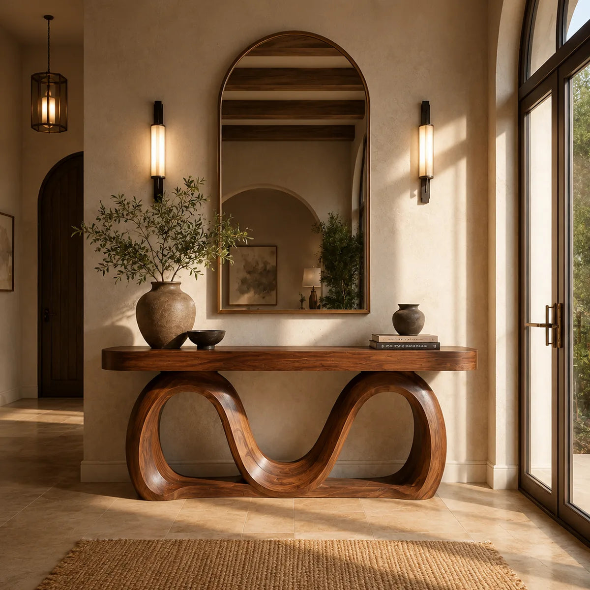 Modern Wave Console Table – Sculptural Organic Entryway Console Table TT006-3088