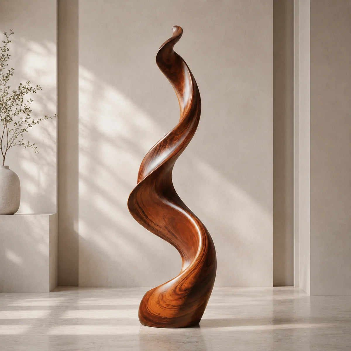 Handcrafted Solid Wood Wave Floor Sculpture – Modern Organic Statement Decor TT006-2611