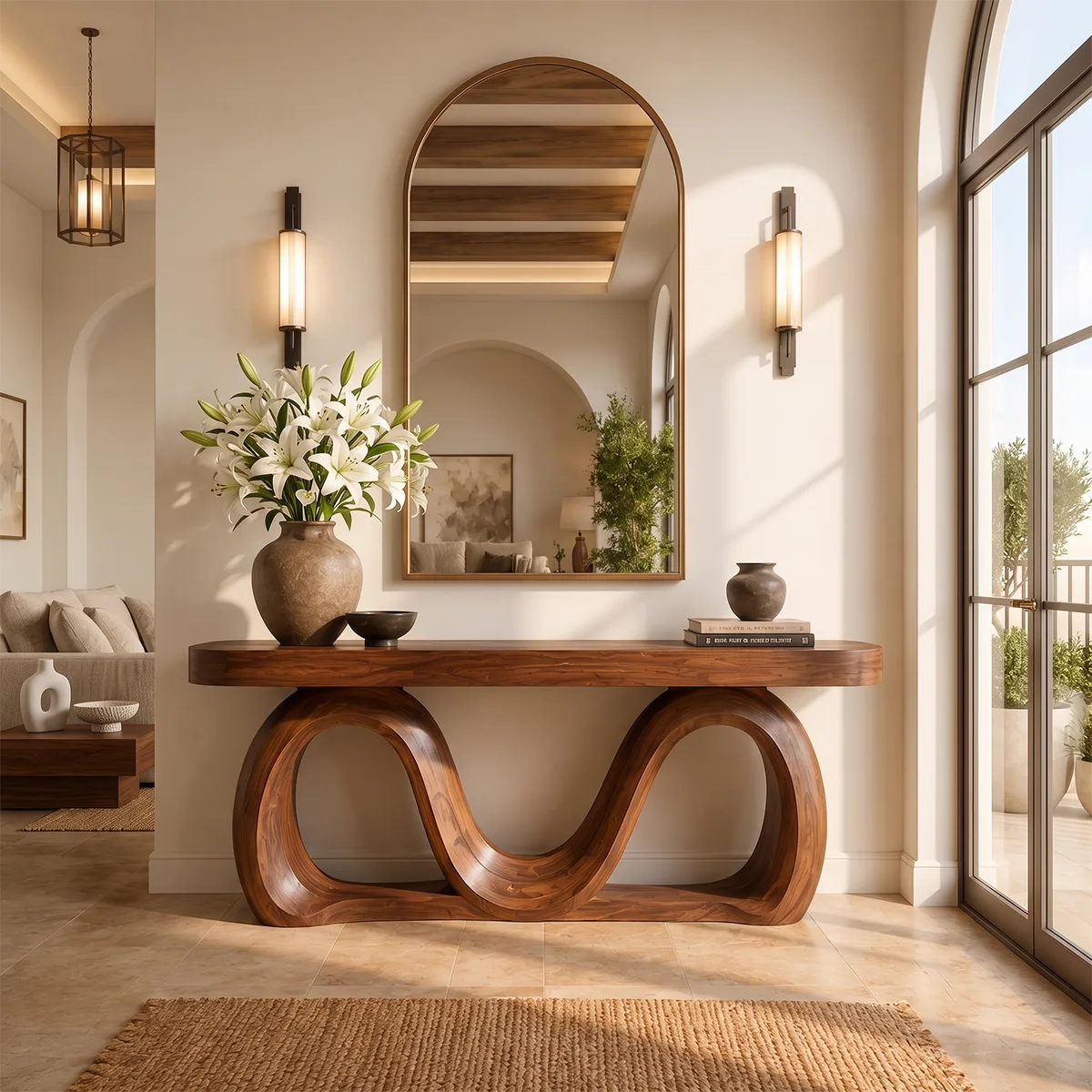 Modern Wave Console Table – Sculptural Organic Entryway Console Table TT006-3088