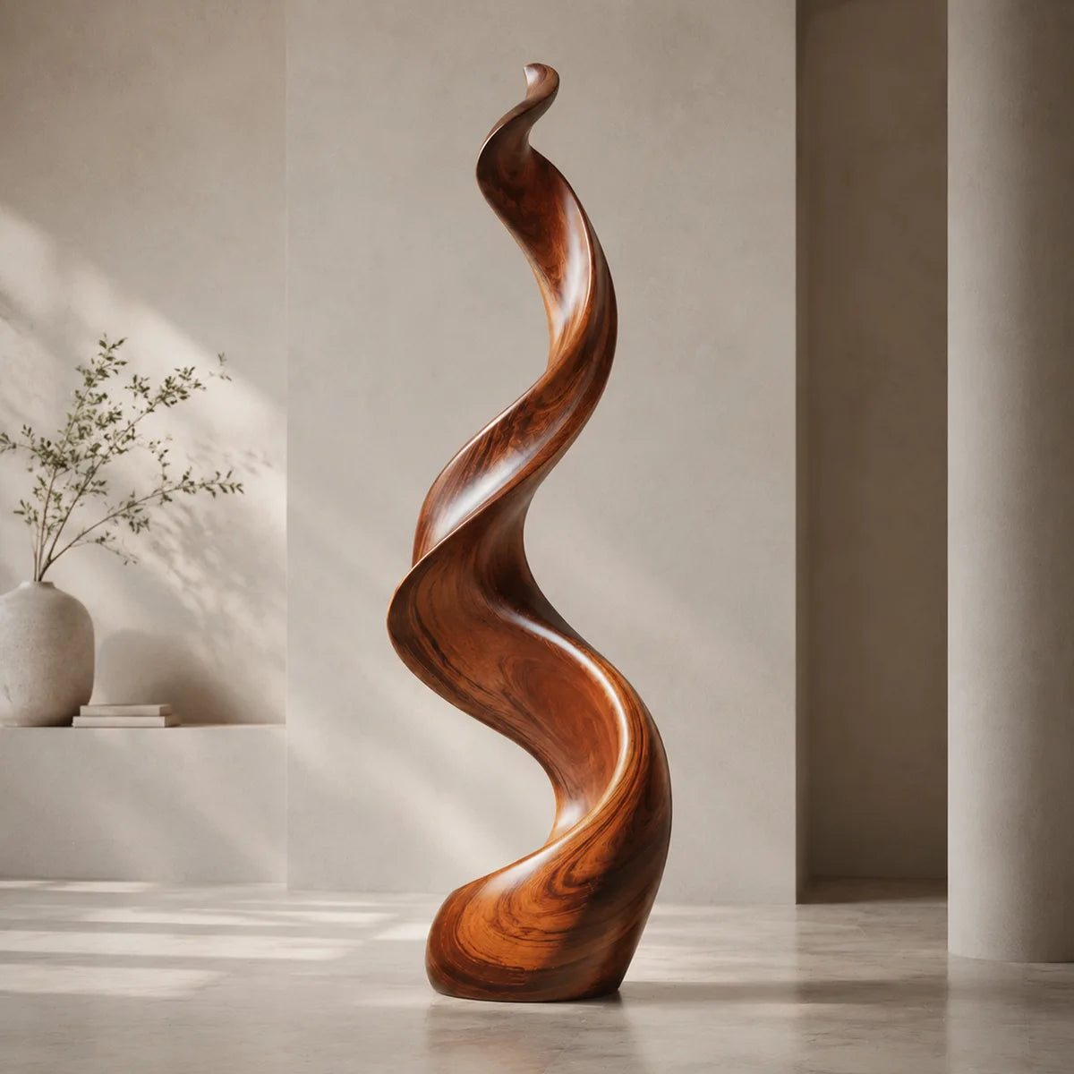 Handcrafted Solid Wood Wave Floor Sculpture – Modern Organic Statement Decor TT006-2611