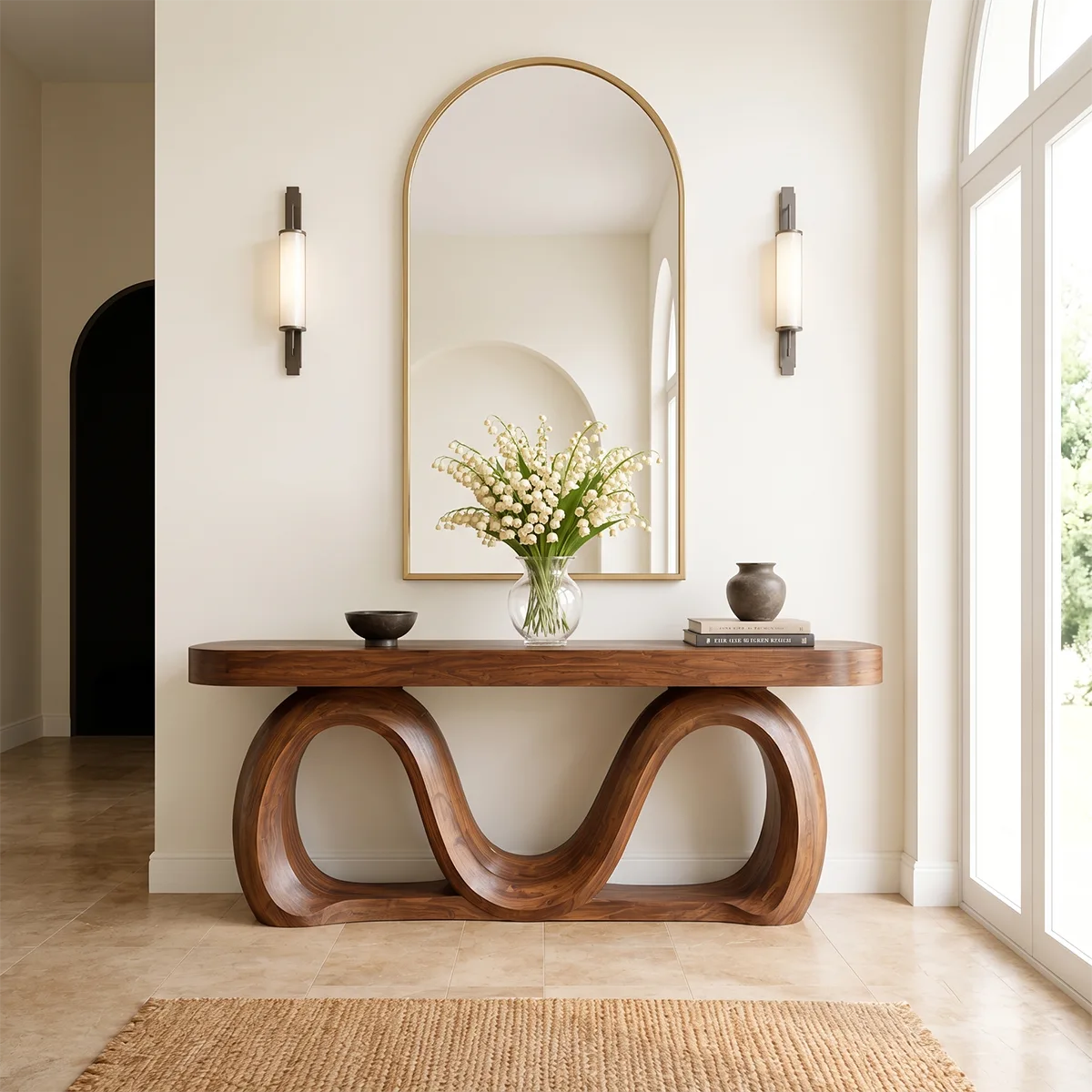 Modern Wave Console Table – Sculptural Organic Entryway Console Table TT006-3088