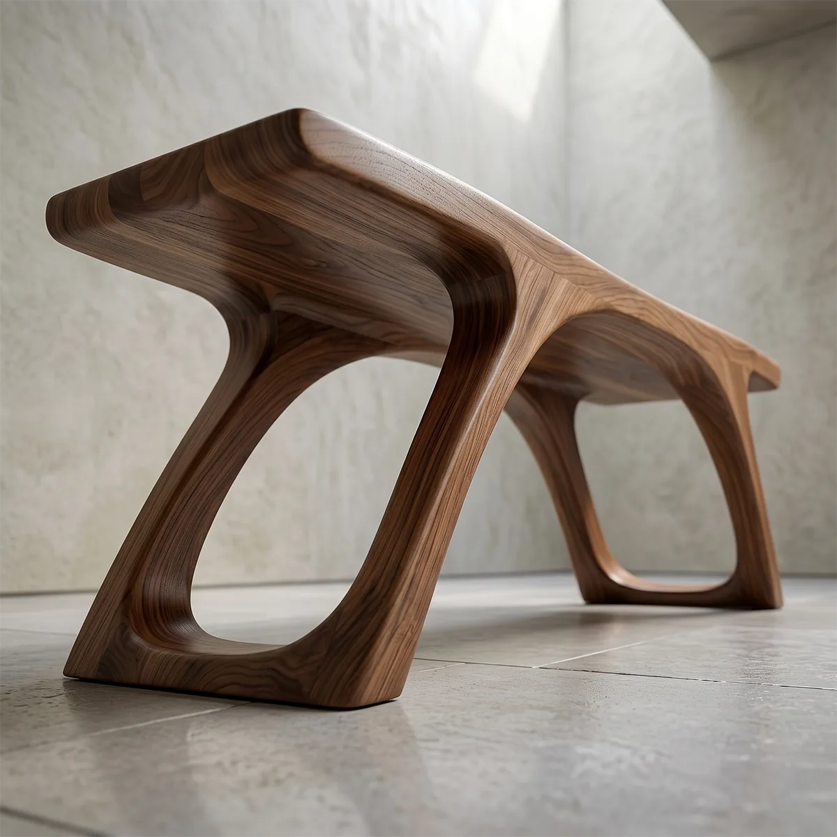 Handcrafted Solid Wood Outdoor Bench Organic Arch Leg Garden Bench