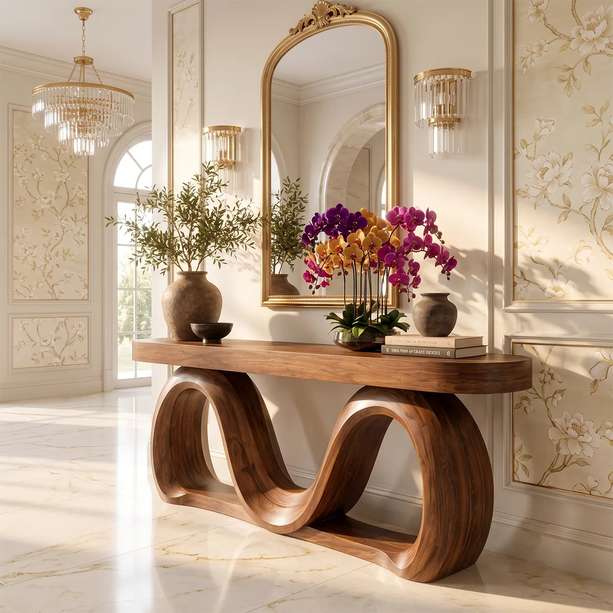 Modern Wave Console Table – Sculptural Organic Entryway Console Table TT006-3088