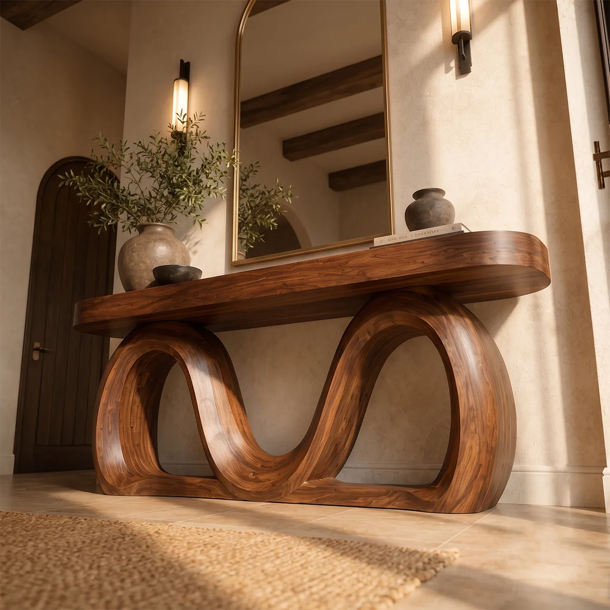 Modern Wave Console Table – Sculptural Organic Entryway Console Table TT006-3088