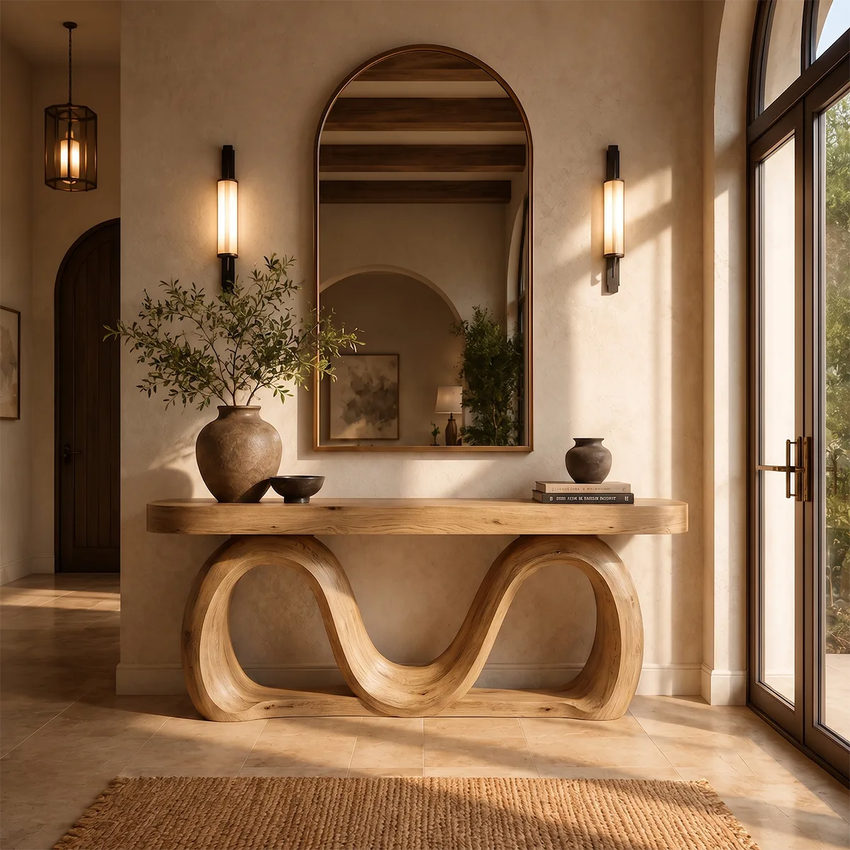 Modern Wave Console Table – Sculptural Organic Entryway Console Table TT006-3088