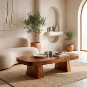 Modern Solid Wood Coffee Table | Minimalist Rectangular Hardwood Coffee Table for Living Room TT006-4042