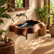 Sculptural Organic Wall Mounted Bathroom Sink | Irregular Edge Floating Basin TT006-8STU3GG