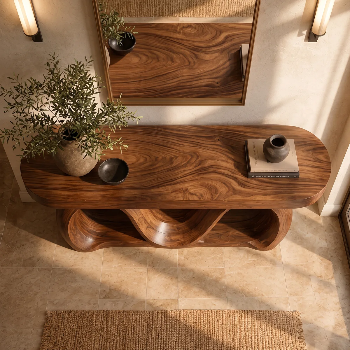 Modern Wave Console Table – Sculptural Organic Entryway Console Table TT006-3088