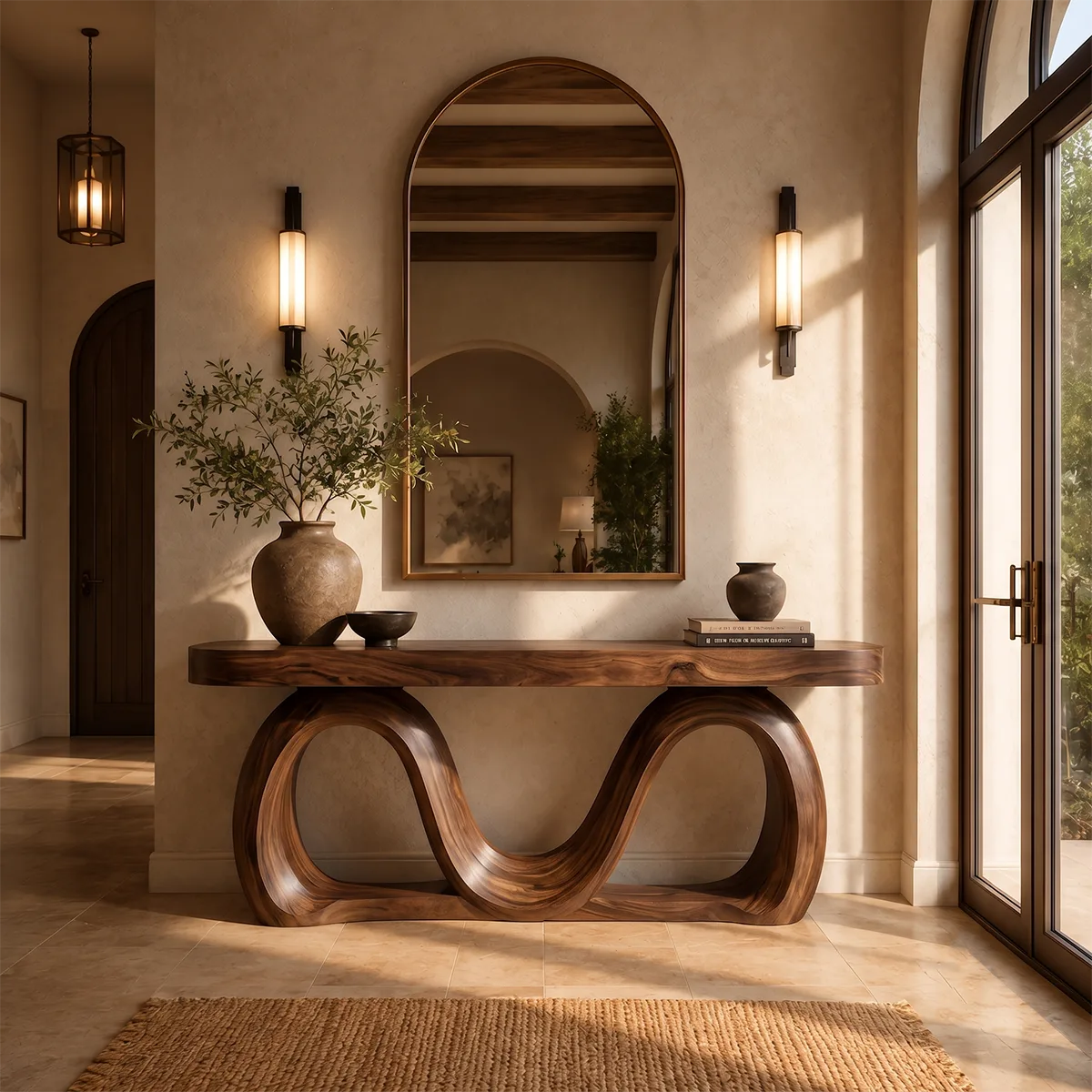 Modern Wave Console Table – Sculptural Organic Entryway Console Table TT006-3088