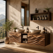 Mountain Relief Floating Double Sink Bathroom Vanity TT006-8135