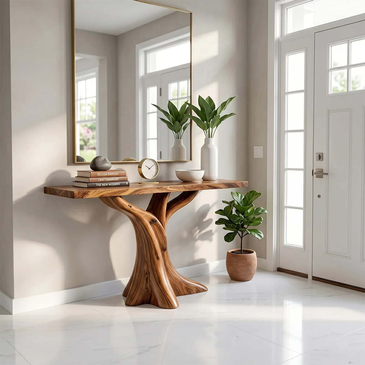 Natural Wood Console Table | Modern Entryway Hallway Table