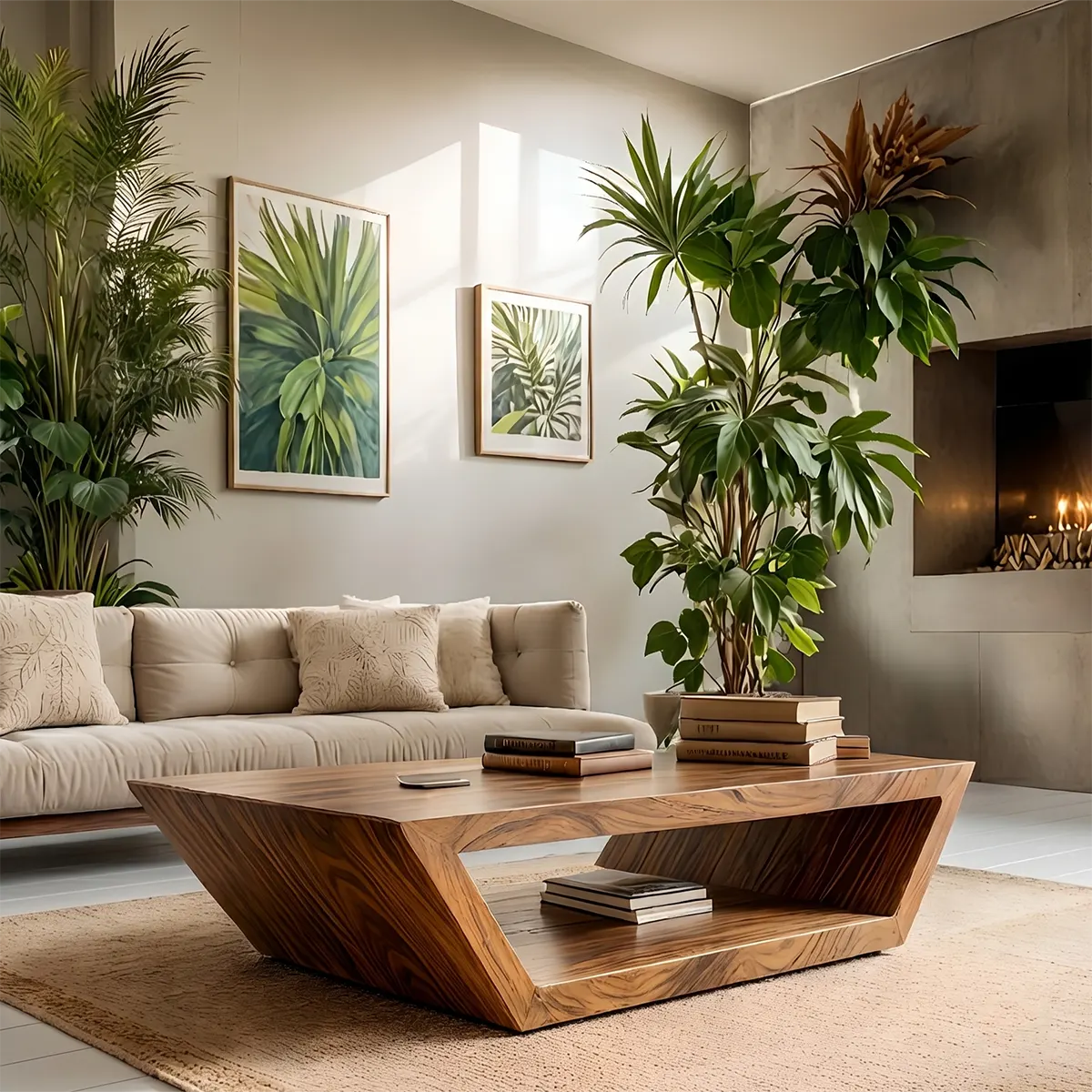 Modern Solid Wood Coffee Table with Open Shelf Storage TT006-2658