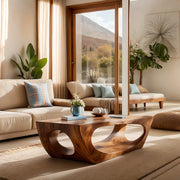 Sculptural Solid Wood Coffee Table – Handcrafted Organic Modern Living Room Table