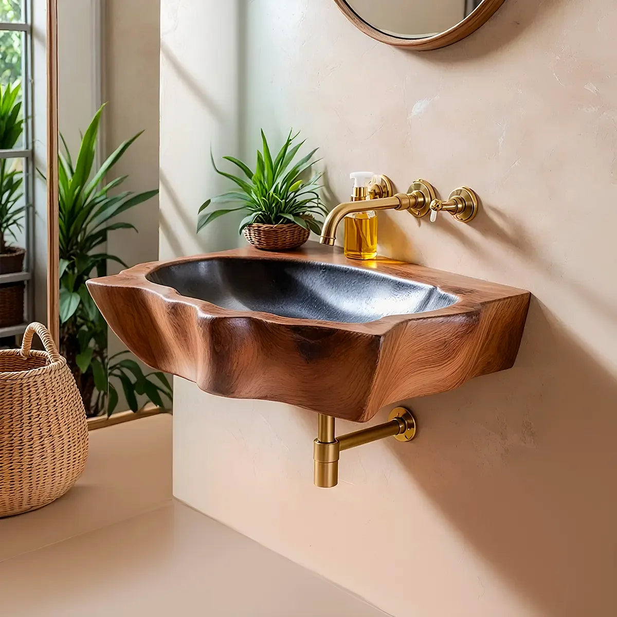 Compact Sculptural Wall Mounted Bathroom Sink | Organic Floating Basin TT006-2TYH2OT