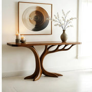 Sculptural Solid Wood Console Table for Entryway & Hallway