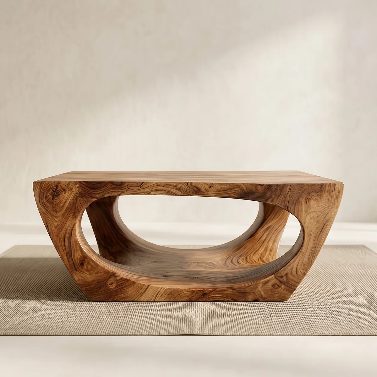 Sculptural Solid Wood Coffee Table – Handcrafted Organic Modern Living Room Table