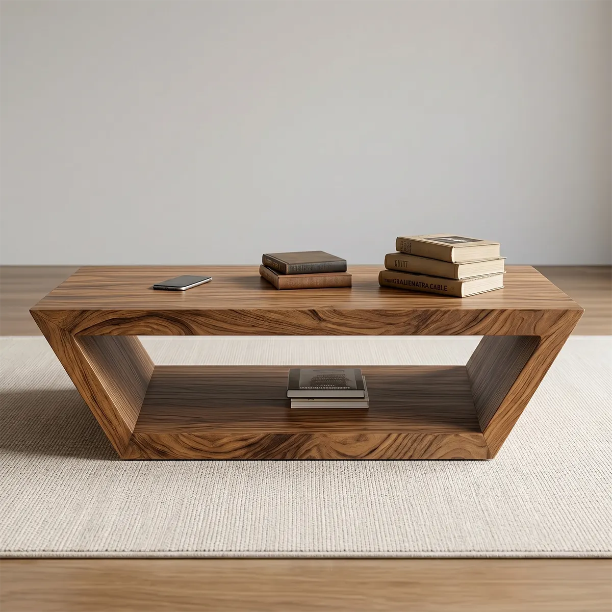 Modern Solid Wood Coffee Table with Open Shelf Storage TT006-2658