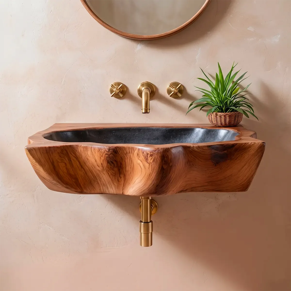 Compact Sculptural Wall Mounted Bathroom Sink | Organic Floating Basin TT006-2TYH2OT