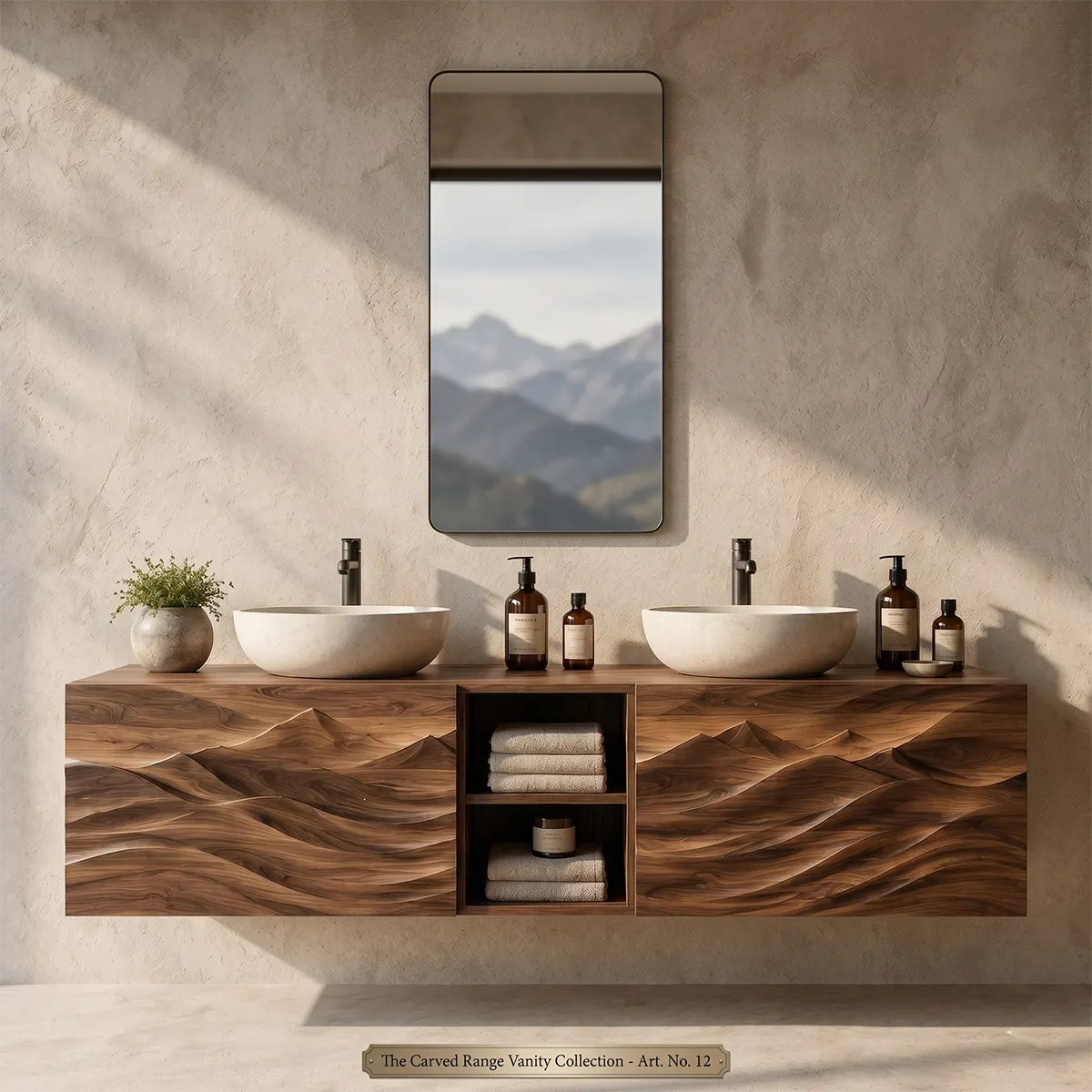 Mountain Relief Floating Double Sink Bathroom Vanity TT006-8135