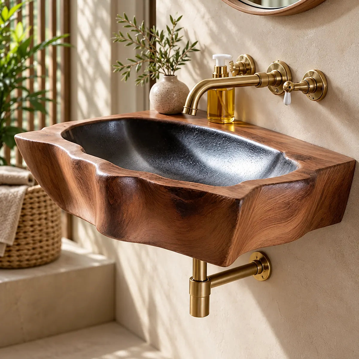 Compact Sculptural Wall Mounted Bathroom Sink | Organic Floating Basin TT006-2TYH2OT