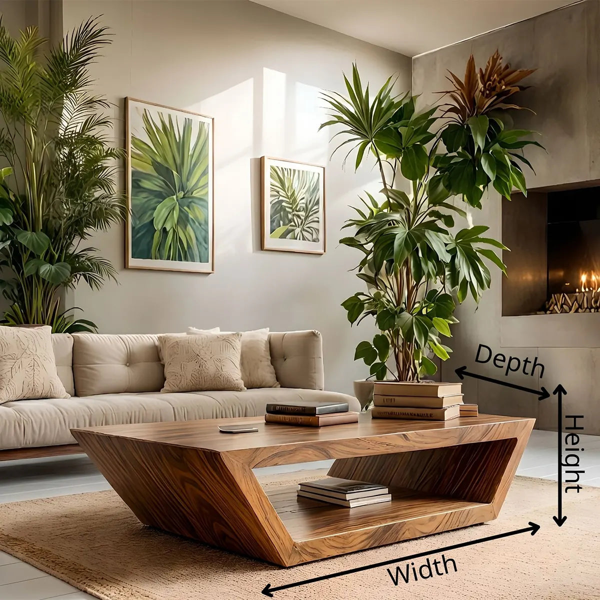 Modern Solid Wood Coffee Table with Open Shelf Storage TT006-2658
