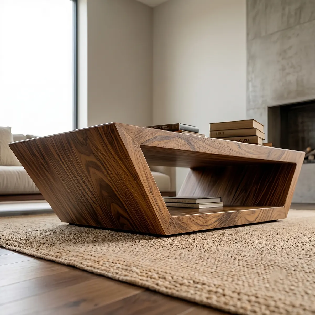 Modern Solid Wood Coffee Table with Open Shelf Storage TT006-2658