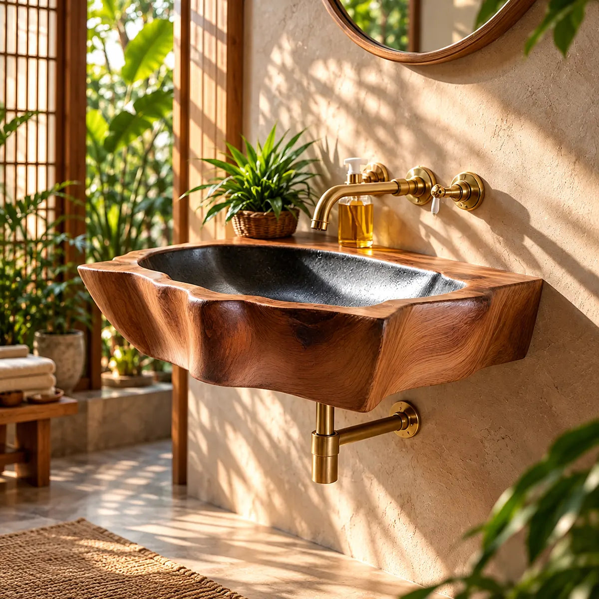 Compact Sculptural Wall Mounted Bathroom Sink | Organic Floating Basin TT006-2TYH2OT
