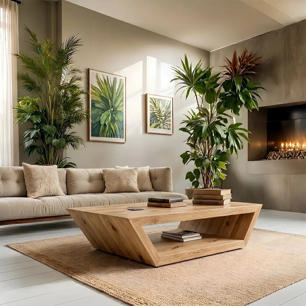 Modern Solid Wood Coffee Table with Open Shelf Storage TT006-2658