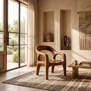 Organic Modern Solid Wood Dining Chair, Sculptural Wooden Arm Chair TT006-6176