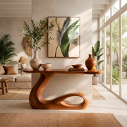 Modern Organic Console Table – Sculptural Wave Entryway Console Table TT006-8800