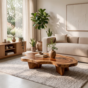 Organic Solid Wood Coffee Table | Freeform Modern Hardwood Coffee Table for Living Room TT006-2987