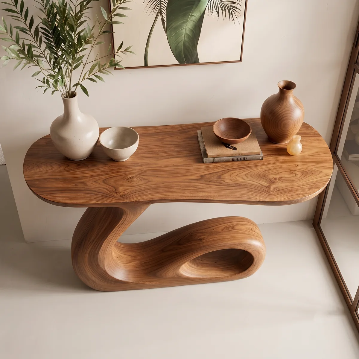 Modern Organic Console Table – Sculptural Wave Entryway Console Table TT006-8800