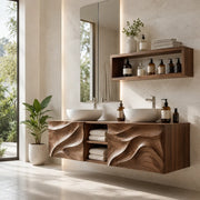 Abstract Wave Floating Double Sink Bathroom Vanity TT006-3674