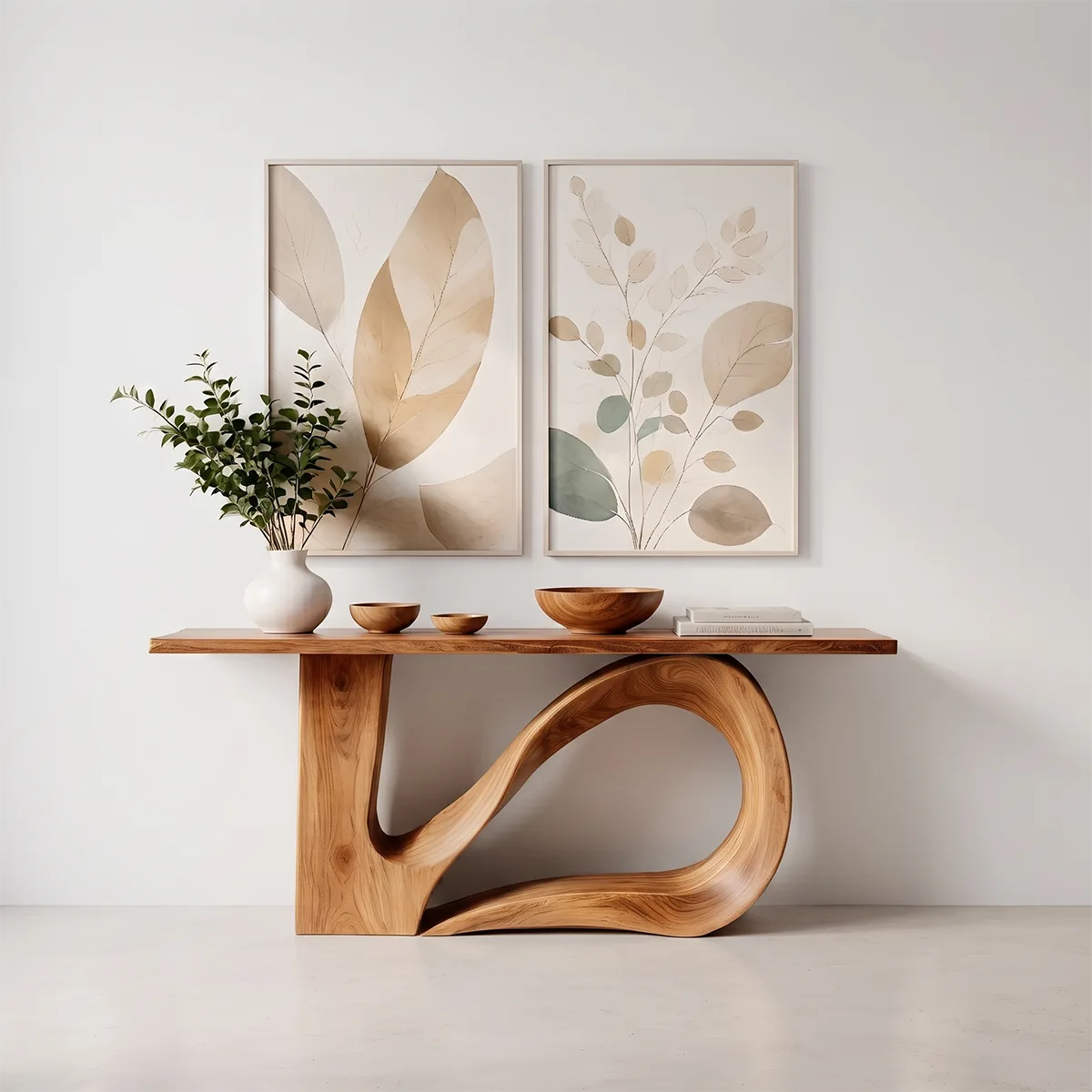 Modern Organic Console Table – Sculptural Asymmetrical Entryway Table TT006-6028