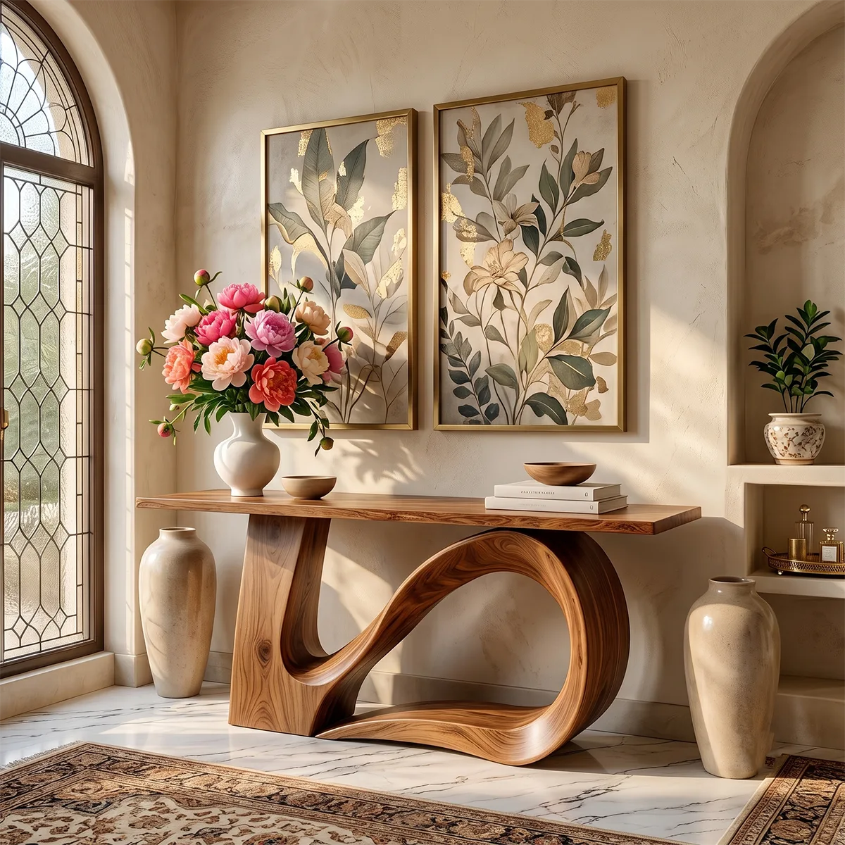 Modern Organic Console Table – Sculptural Asymmetrical Entryway Table TT006-6028
